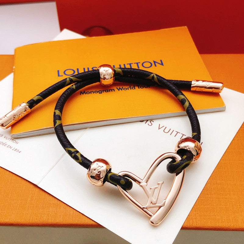 Louis Vuitton Heart Charm 18K Gold Bracelet