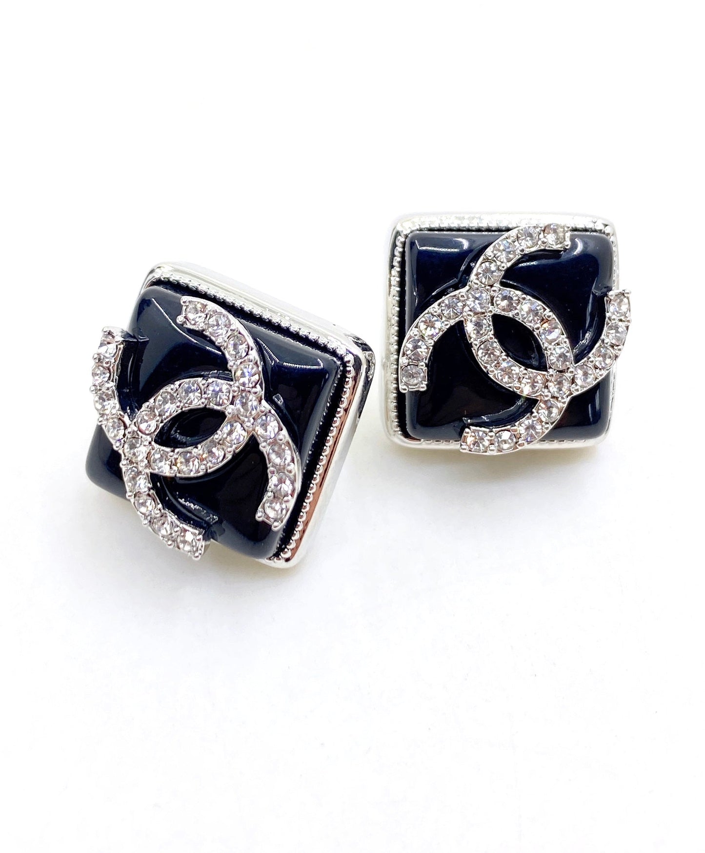 Chanel Square 18K Gold Earrings