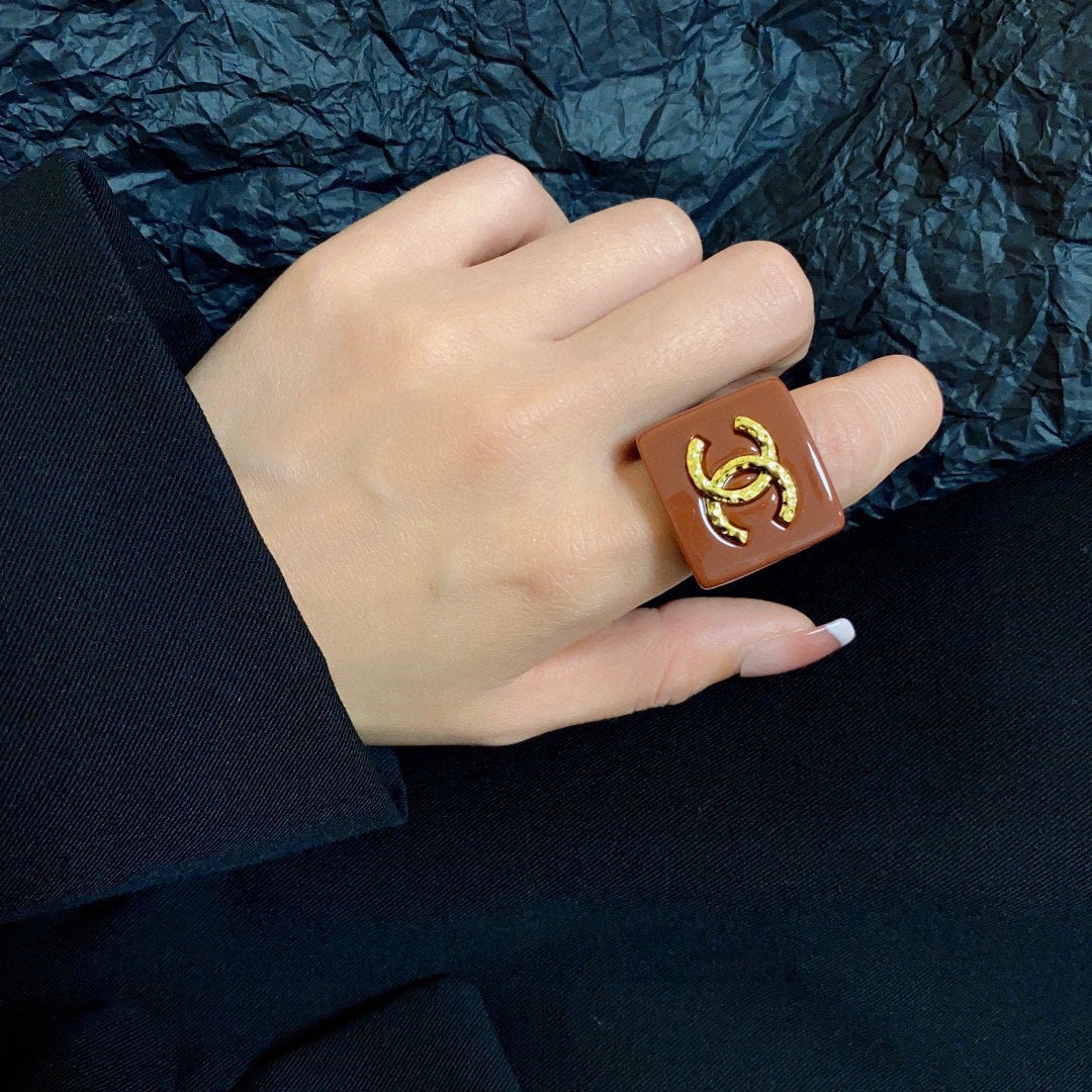 Chanel Vintage Red 18K Gold Ring