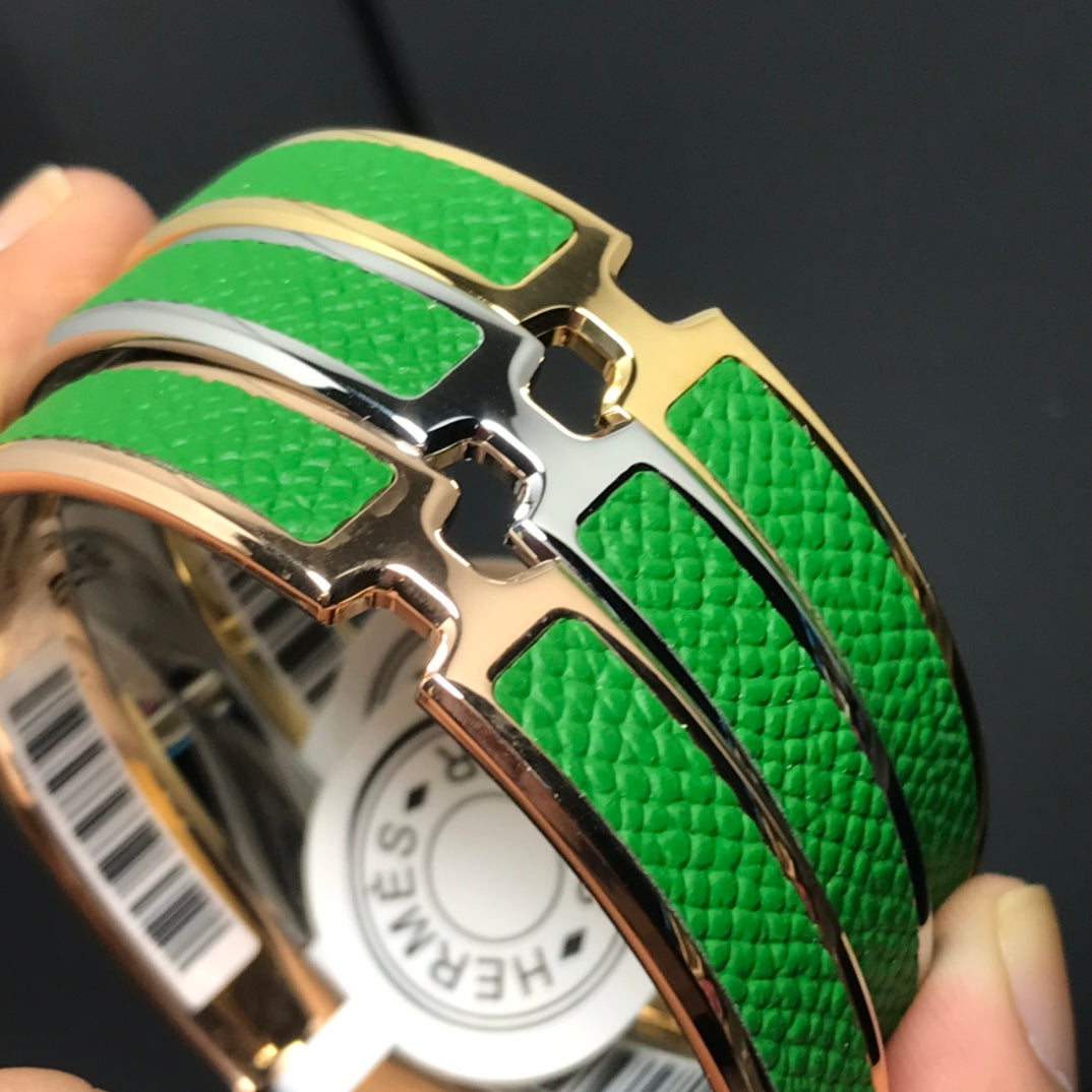 Hermes Olympe Green 18K Gold Bracelet