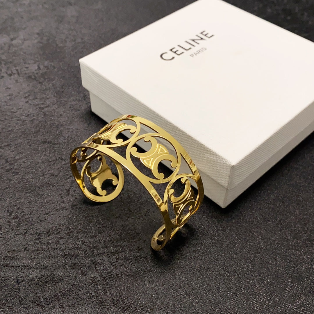 Celine Open Cuff 18K Gold Bracelet