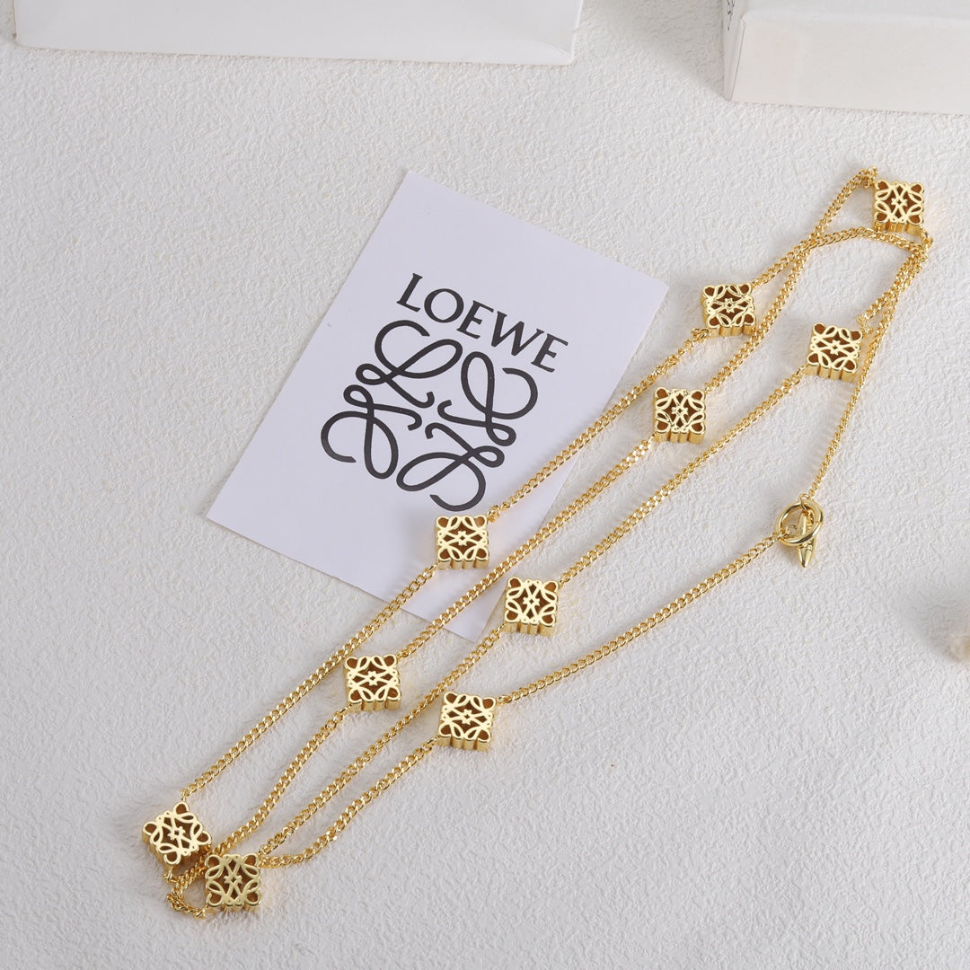 LOEWE Anagram Long 18K Gold Necklace