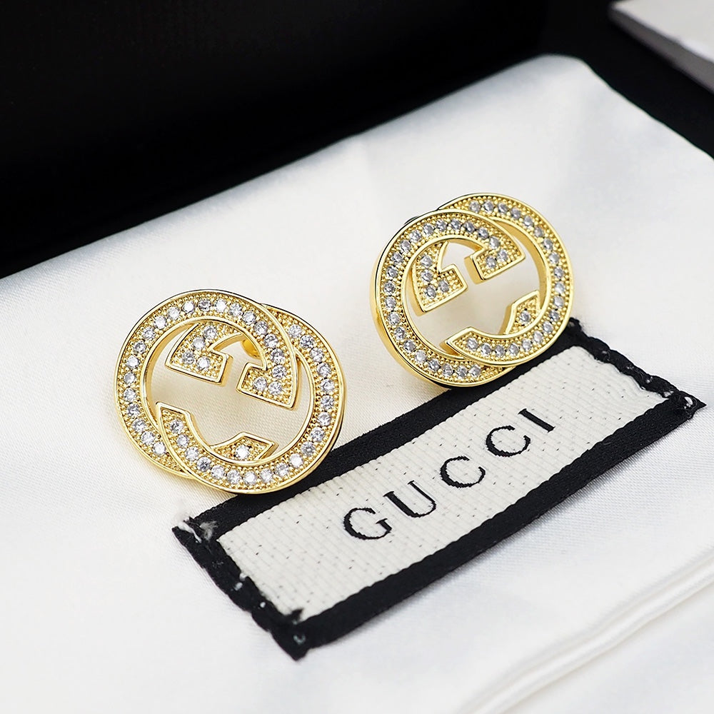 Gucci Double Diamonds 18K Gold Earrings
