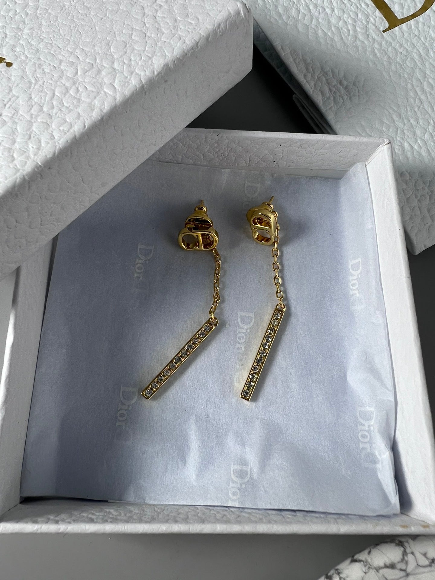 Dior Vintage Tassel Diamonds 18K Gold Earrings