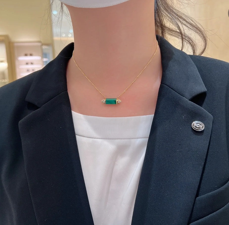 Les Berlingots De Malachite 18K Gold Necklace