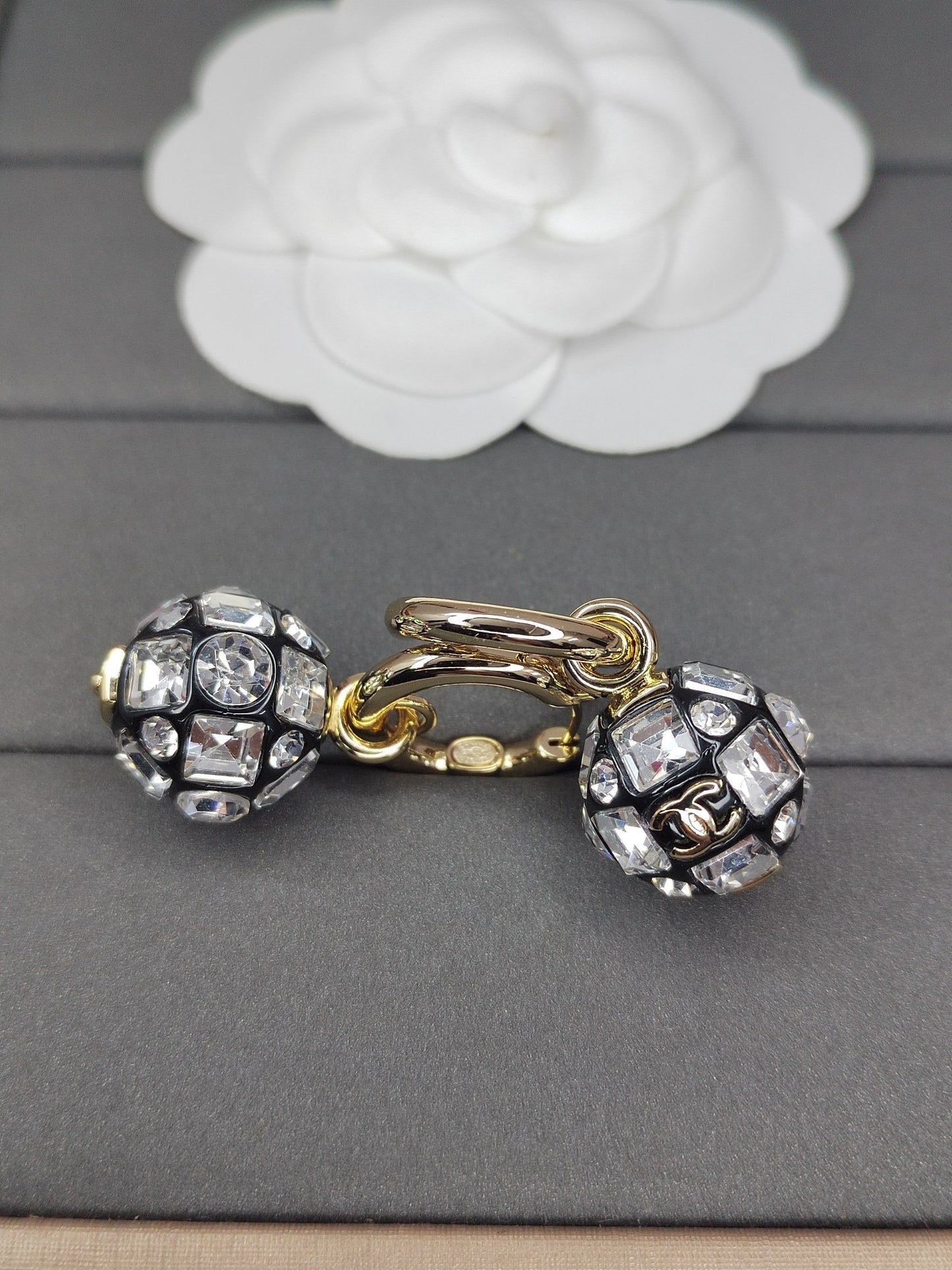 Chanel Ball Crystals 18K Gold Earrings