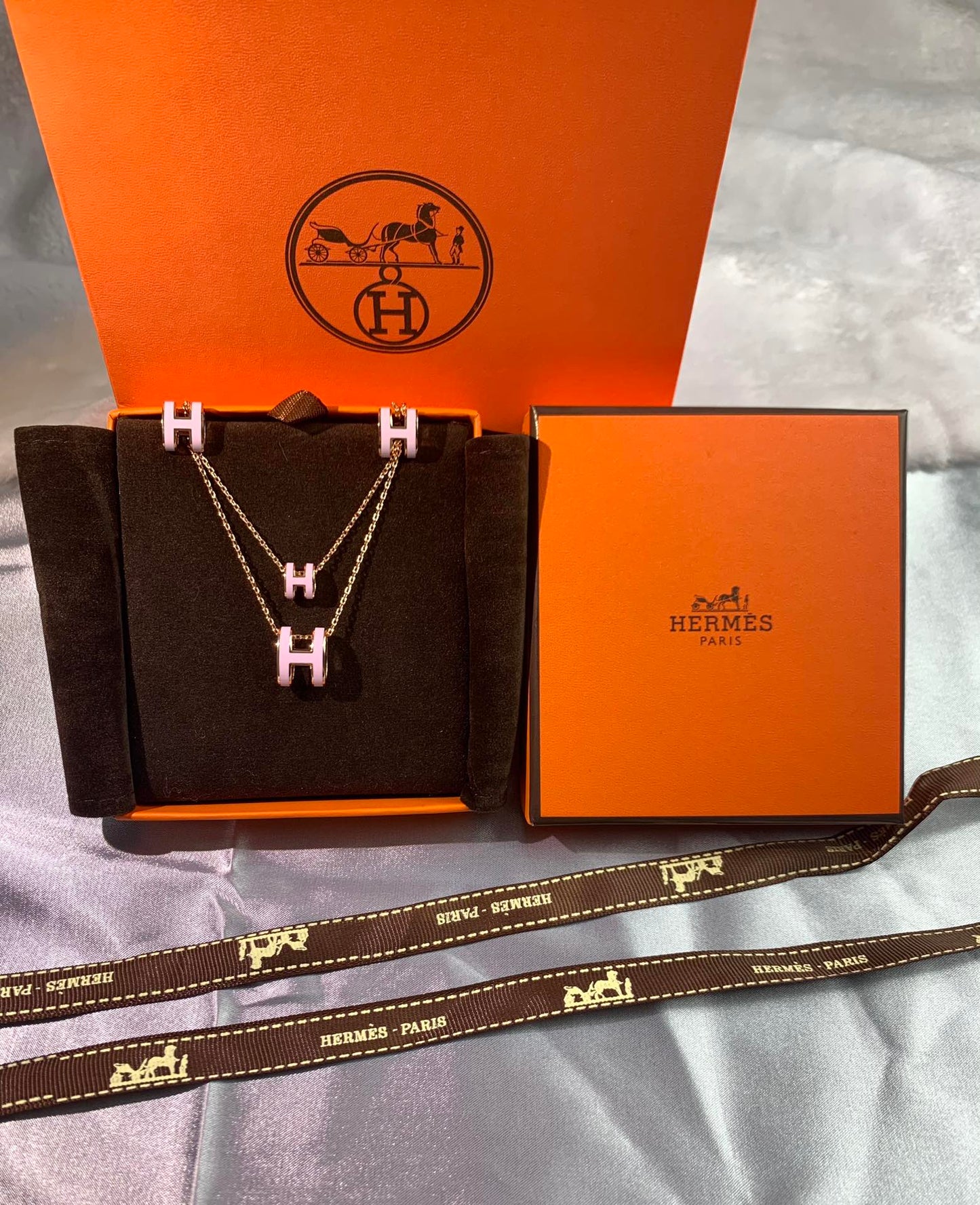 Hermes Mini Pop Pink 18K Gold Necklace