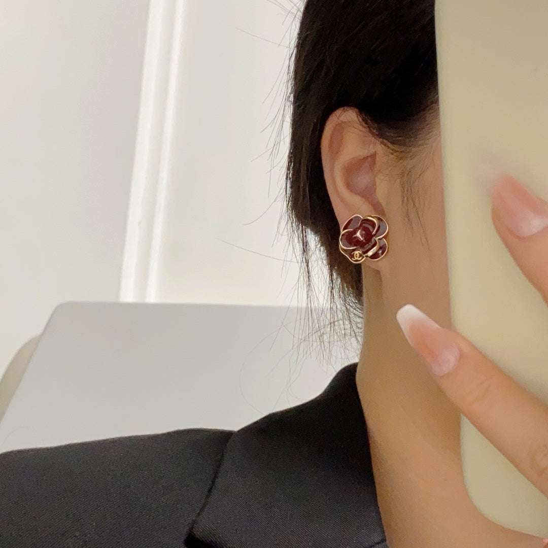 Chanel Camellia 18K Gold Earrings