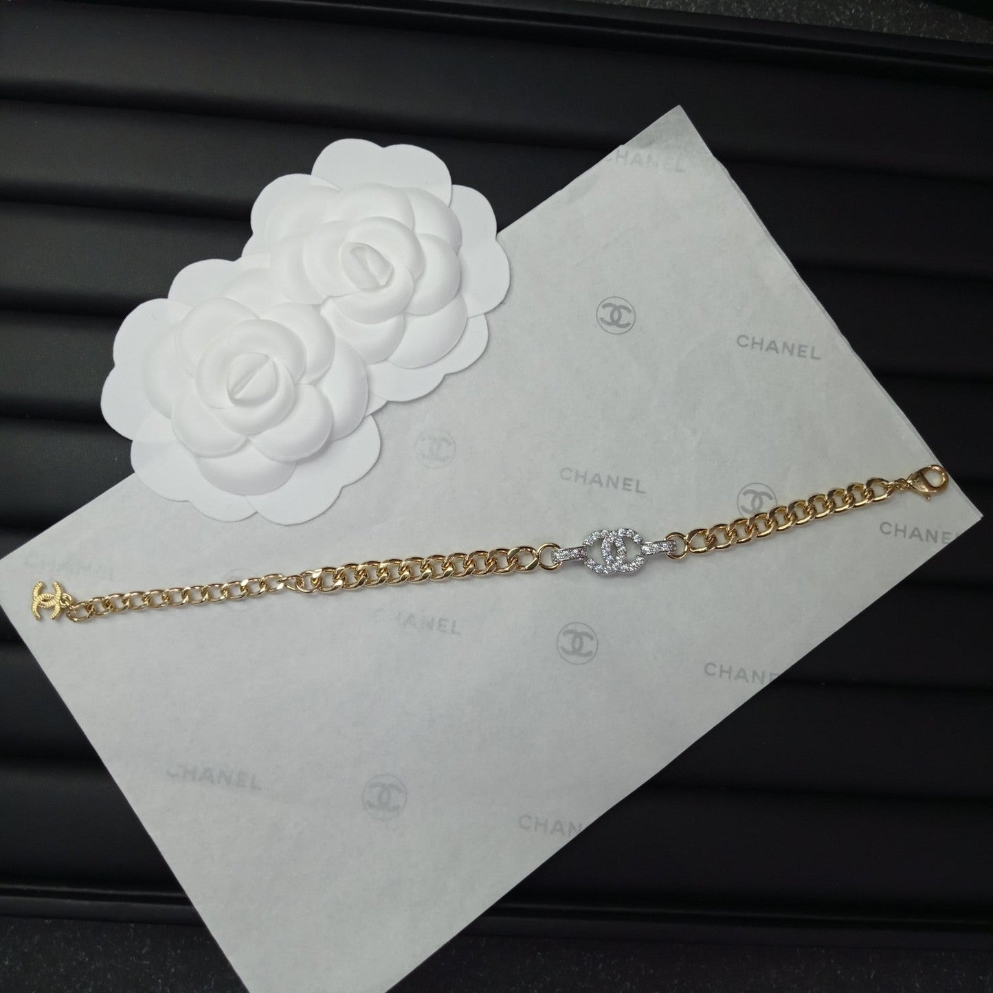 Chanel Diamond Chain 18K Gold Bracelet