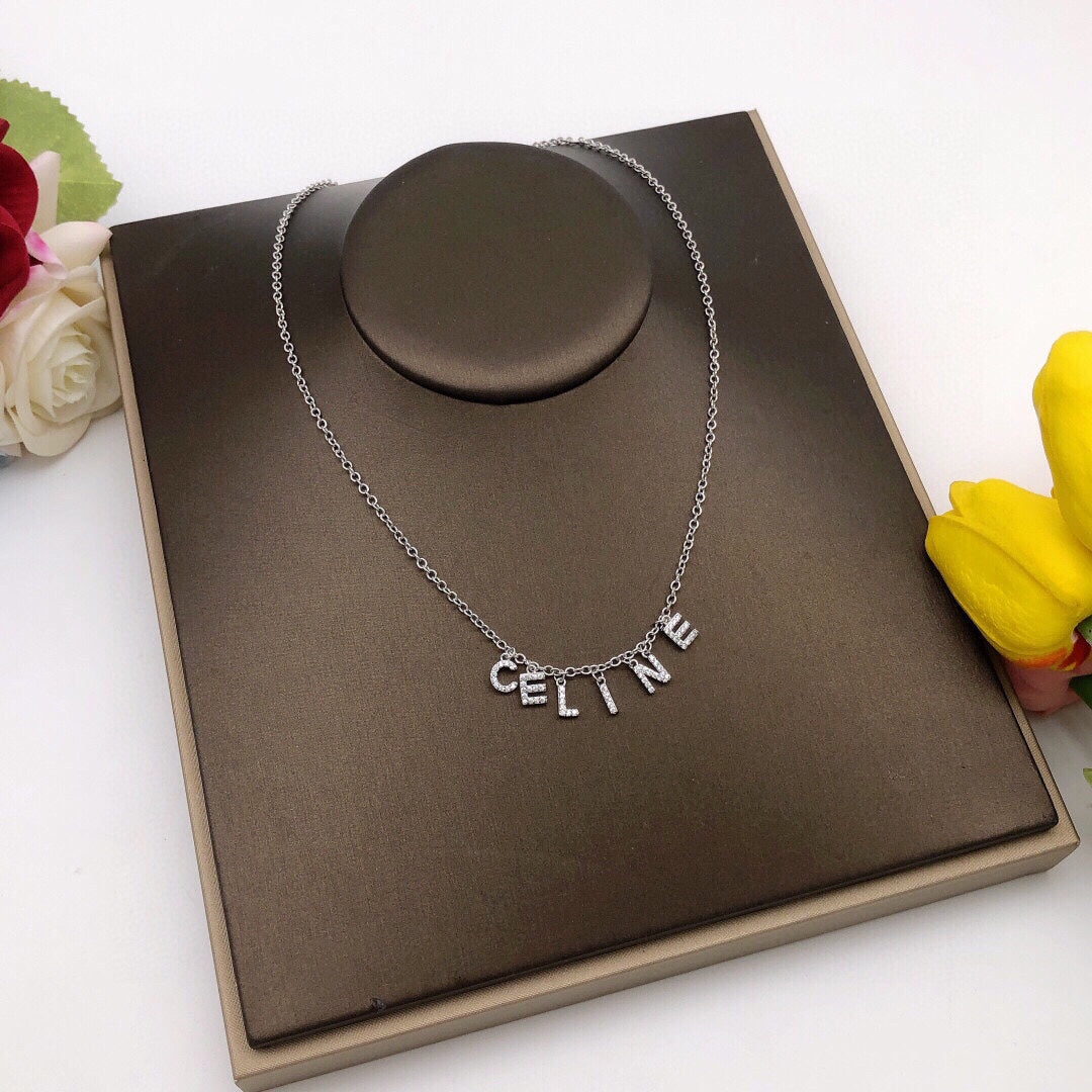 Celine Script 18K Gold Necklace