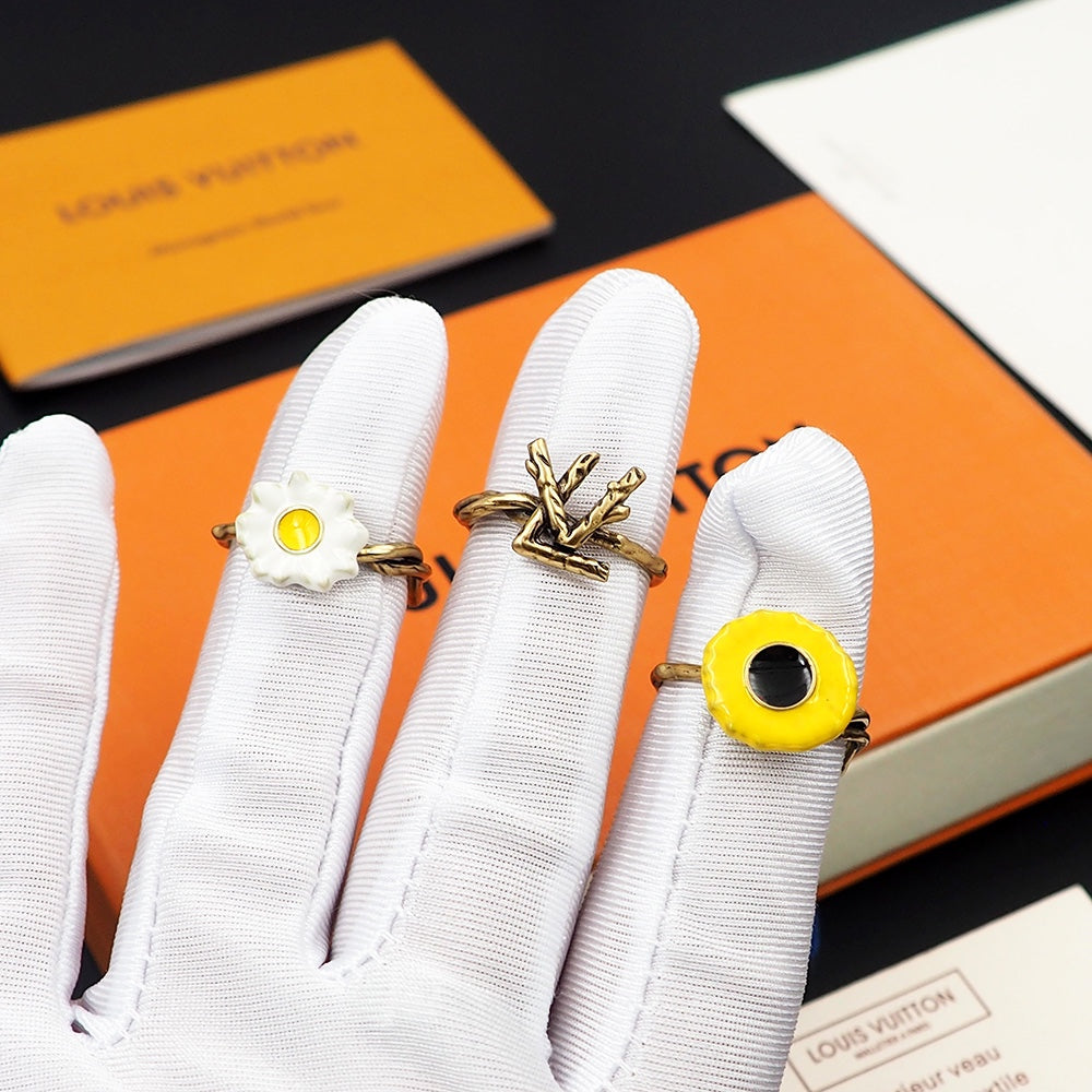 Louis Vuitton Gardening Set of Three 18K Gold Ring