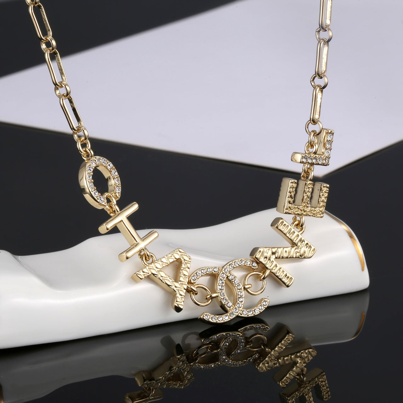 Chanel Script Chain 18K Gold Necklace