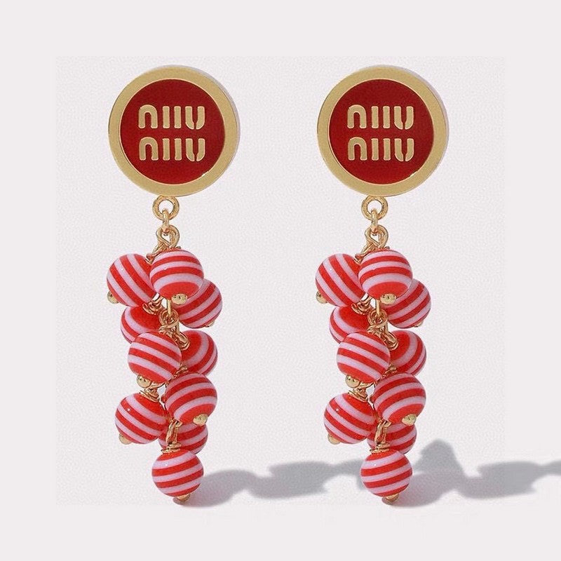 Miu Blue & Pink Ball 18K Gold Earrings
