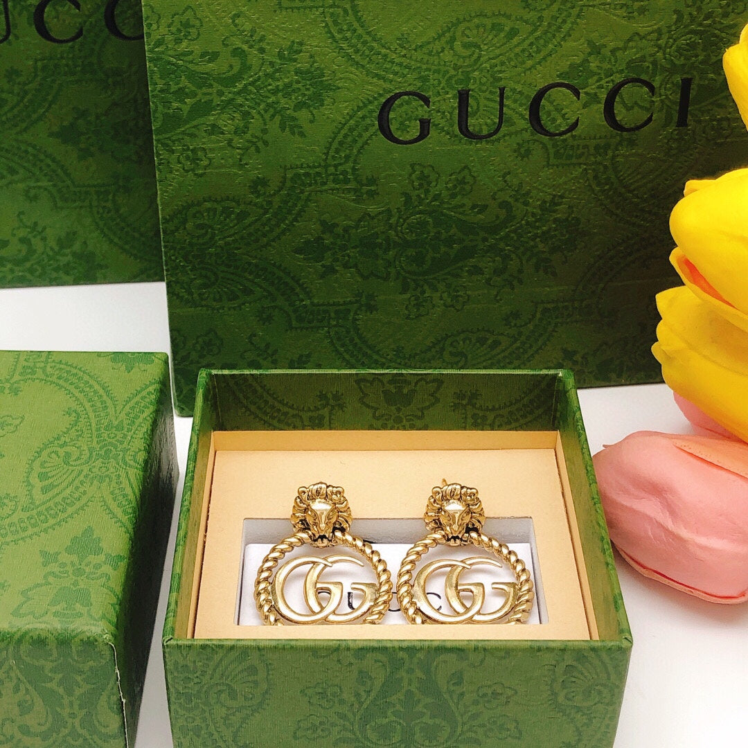 Gucci Double Pendant 18K Gold Earrings