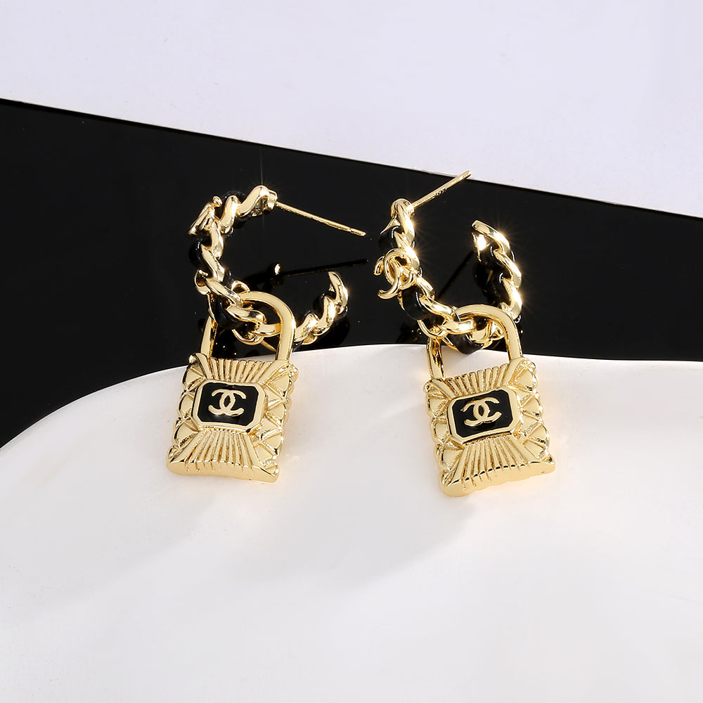 Chanel Lock 18K Gold Earrings