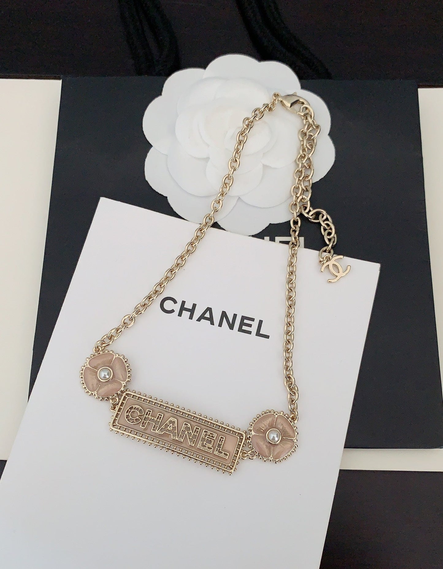 Chanel Resin Diamonds 18K Gold Necklace