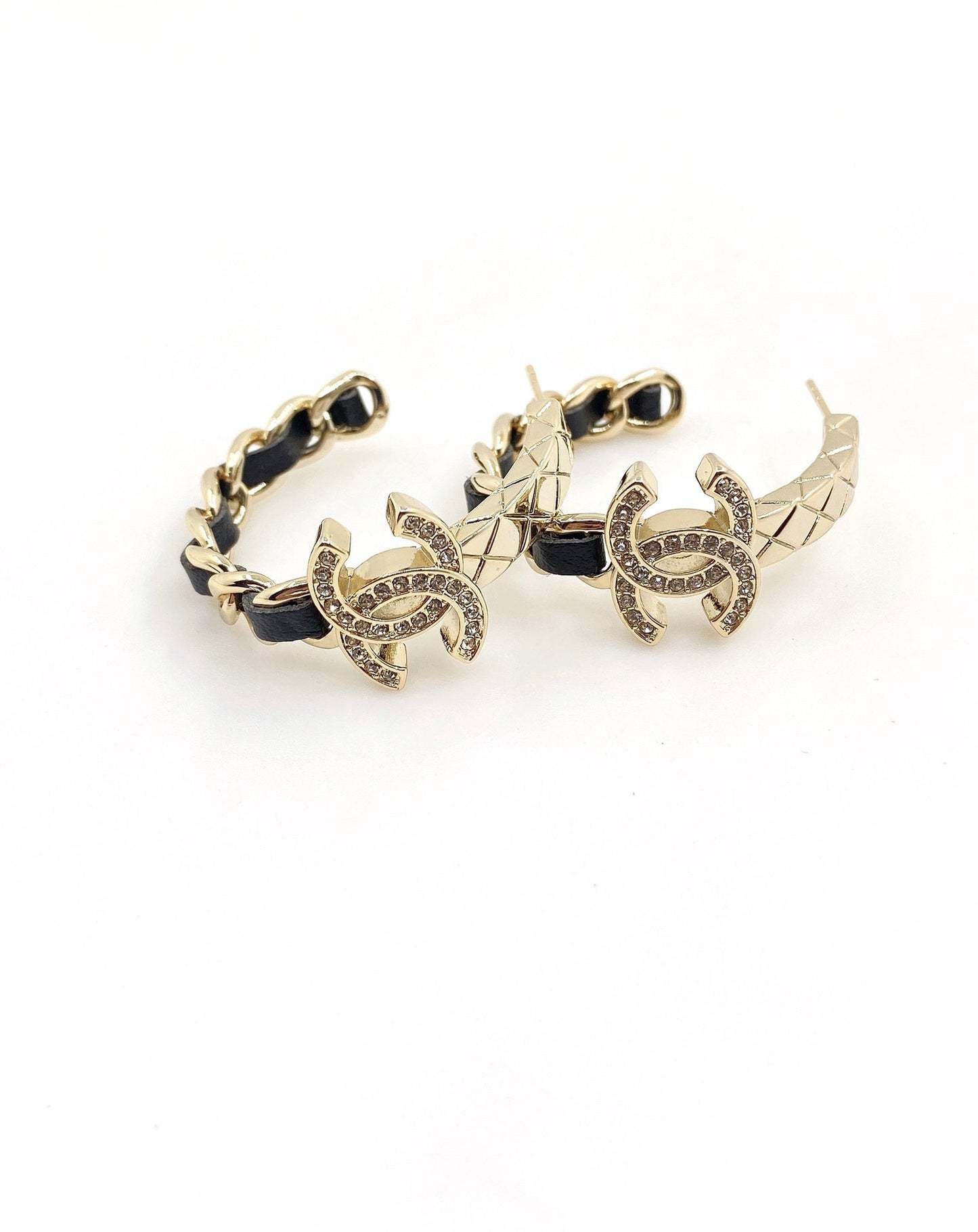 Chanel Black Open 18K Gold Earrings