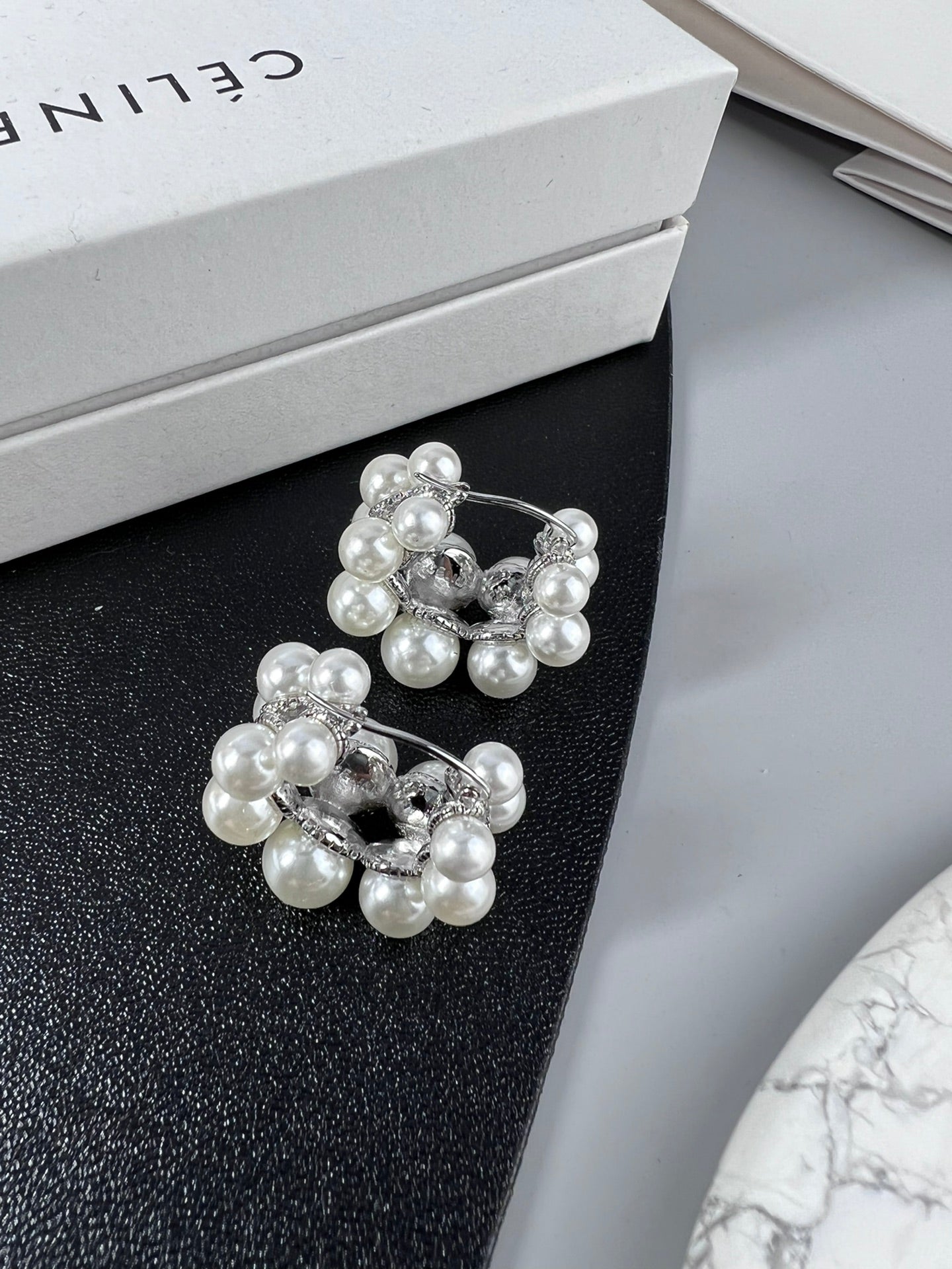 Celine Two-Rows Pearl 18K Gold Earrings