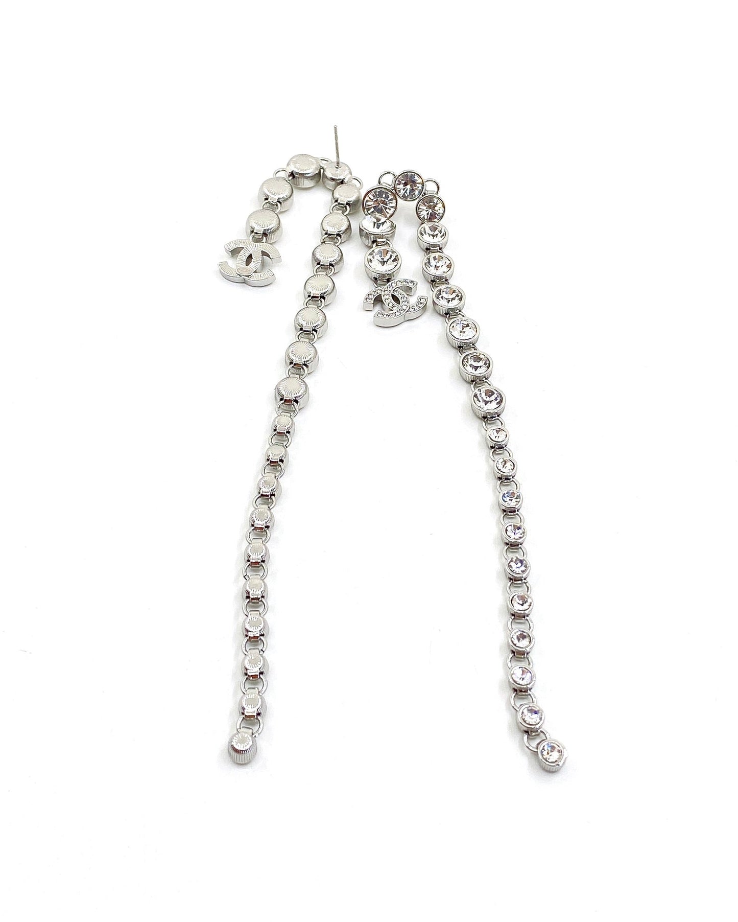 Chanel Long Crystal 18K Gold Earrings