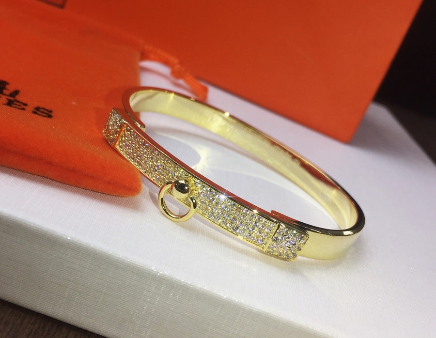 Hermes Collier De Chien Diamond 18K Gold Bracelet