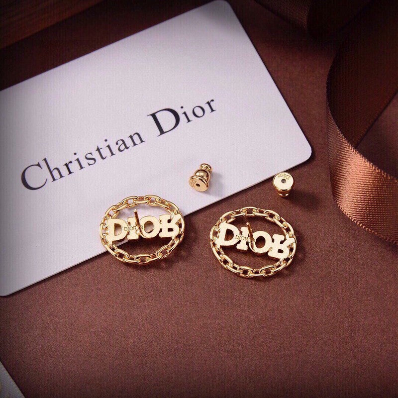 Dior Crystal 18K Gold Earrings
