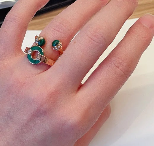 Bvlgari Malachite 18K Gold Ring
