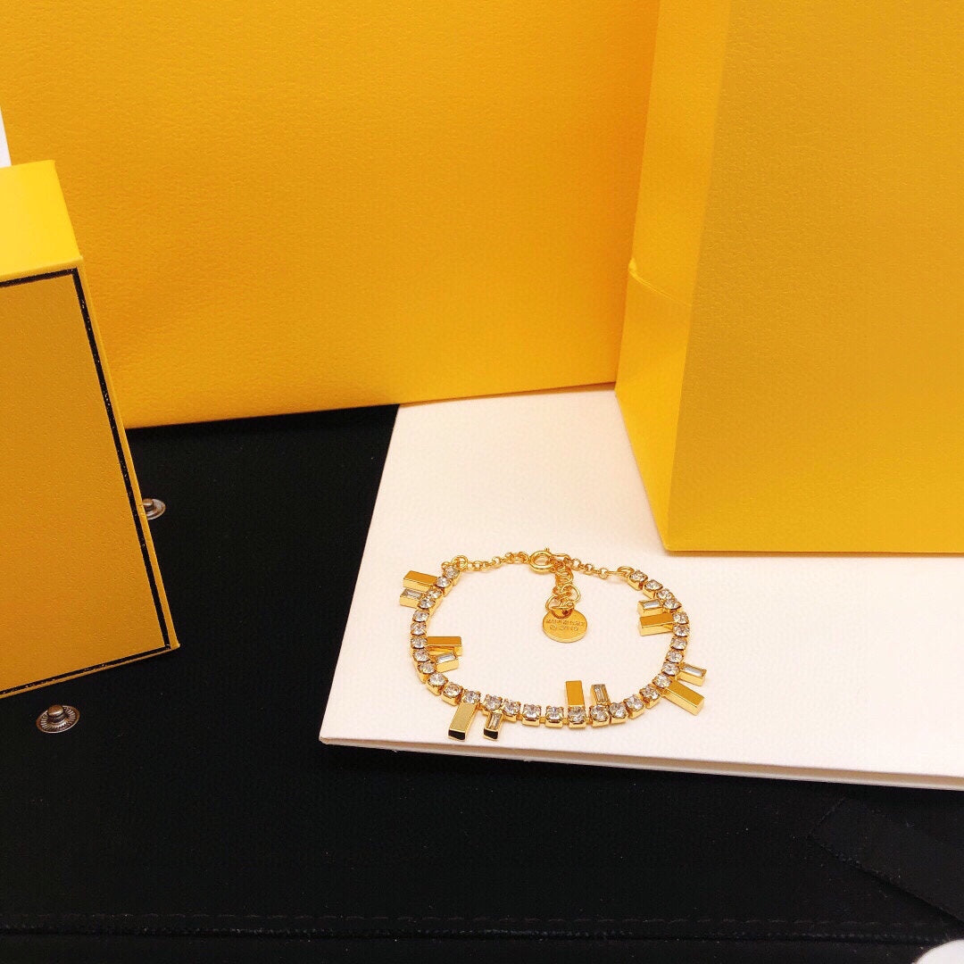 Fendi Is Crystals 18K Gold Bracelet