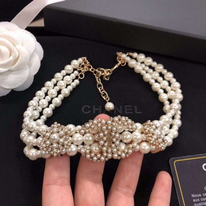Chanel Pearl Choker 18K Gold Necklace