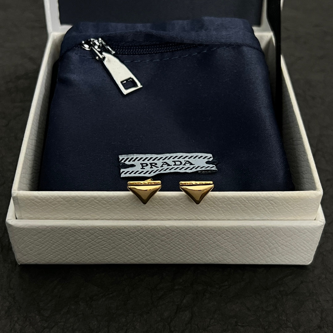 Prada Triangle 18K Gold Earrings