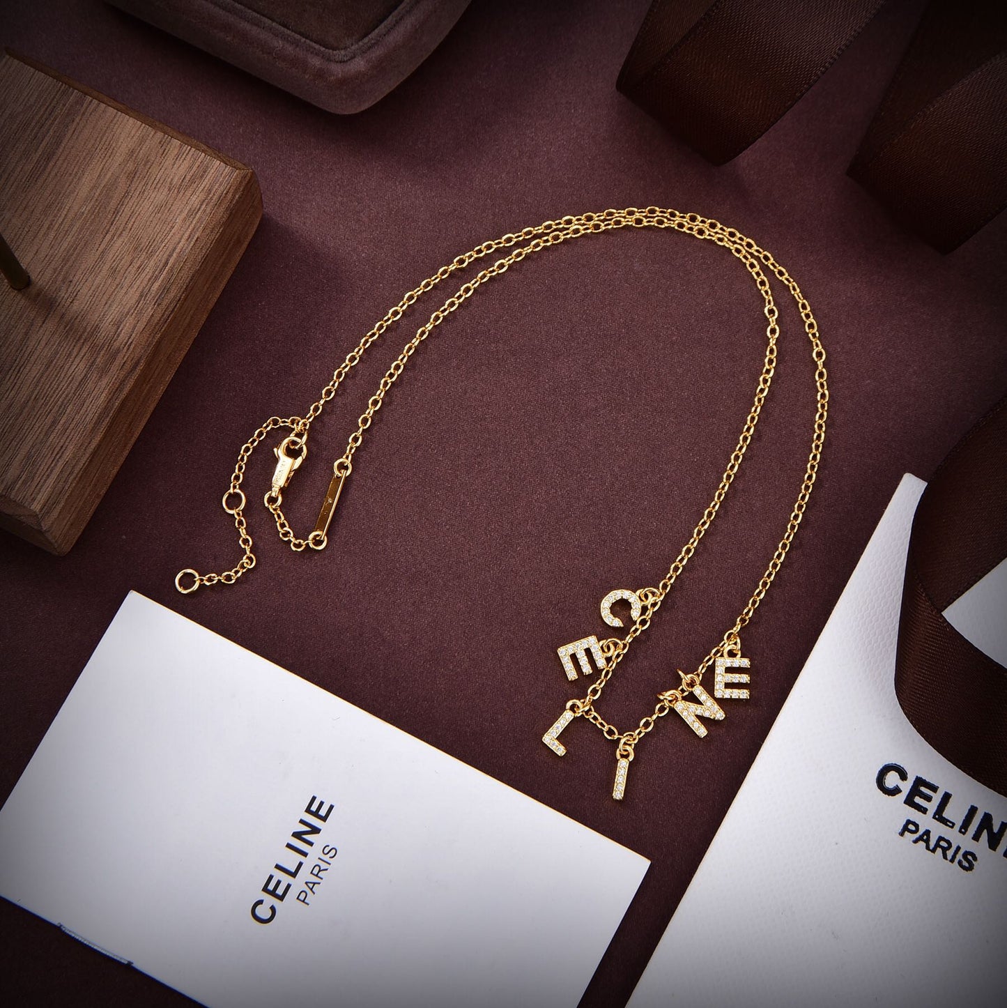 Celine Paris Strass Crystals 18K Gold Necklace