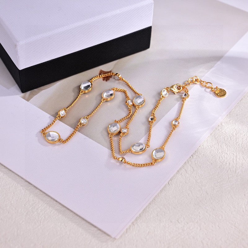 Miu Metal Crystals 18K Gold Bracelet