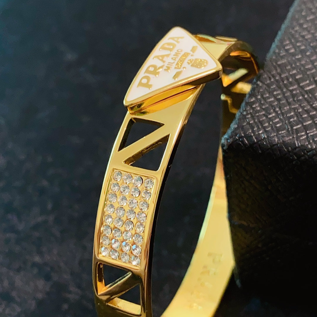 Prada Triangle Diamond 18K Gold Bracelet