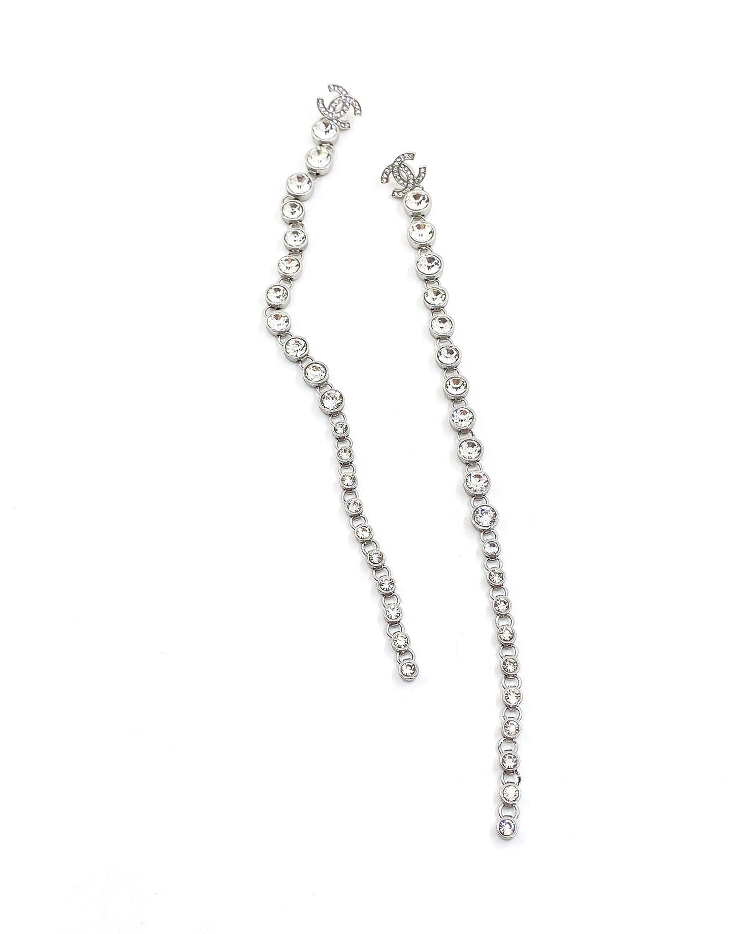 Chanel Long Crystals 18K Gold Earrings