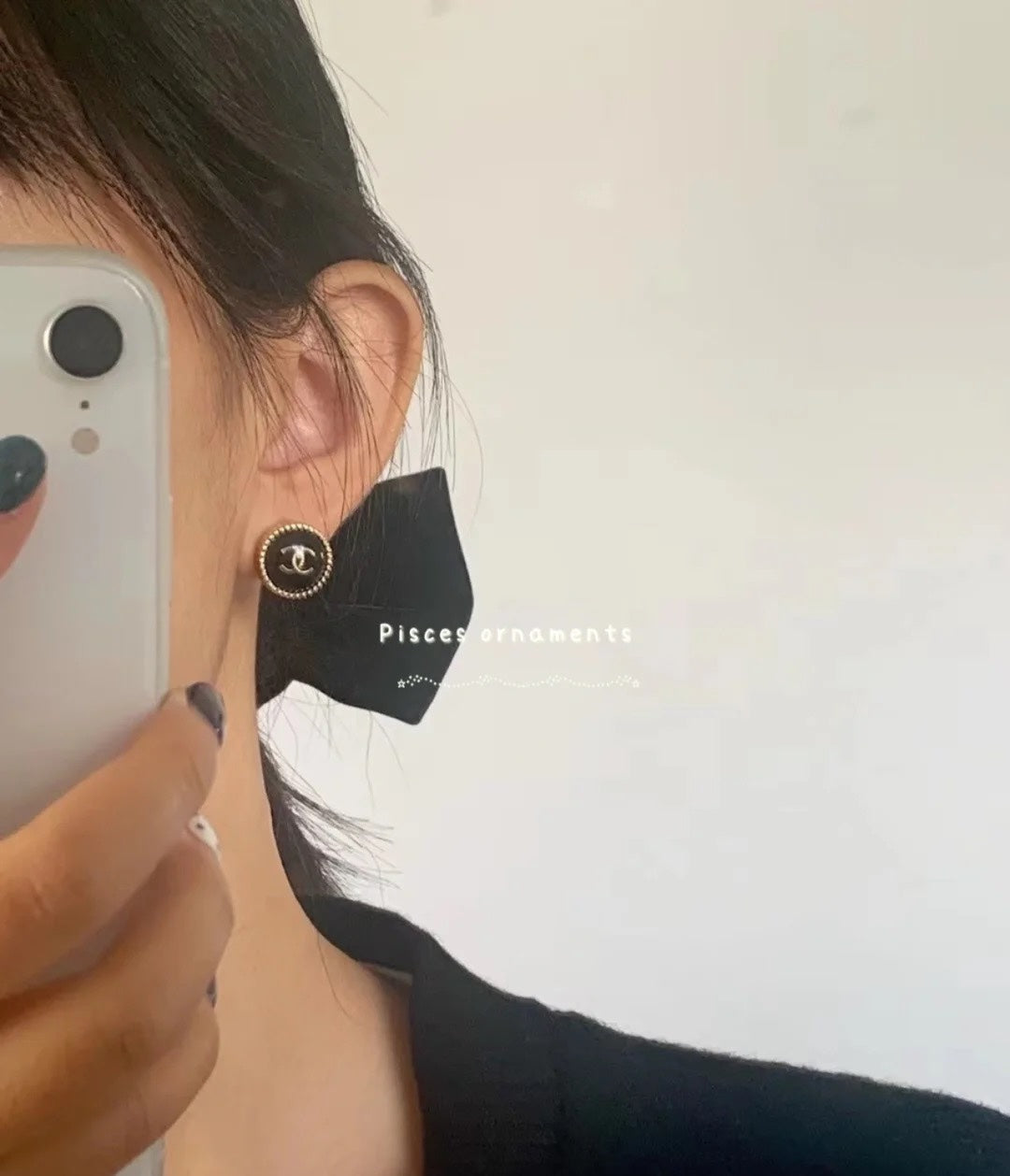 Chanel Circle Black Resin 18K Gold Earrings
