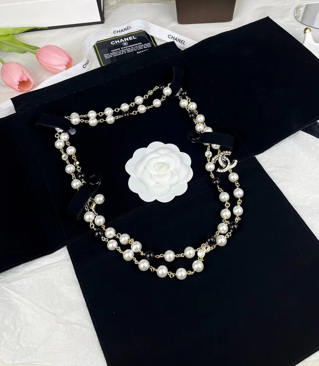 Chanel 23S Long Pearls 18K Gold Necklace