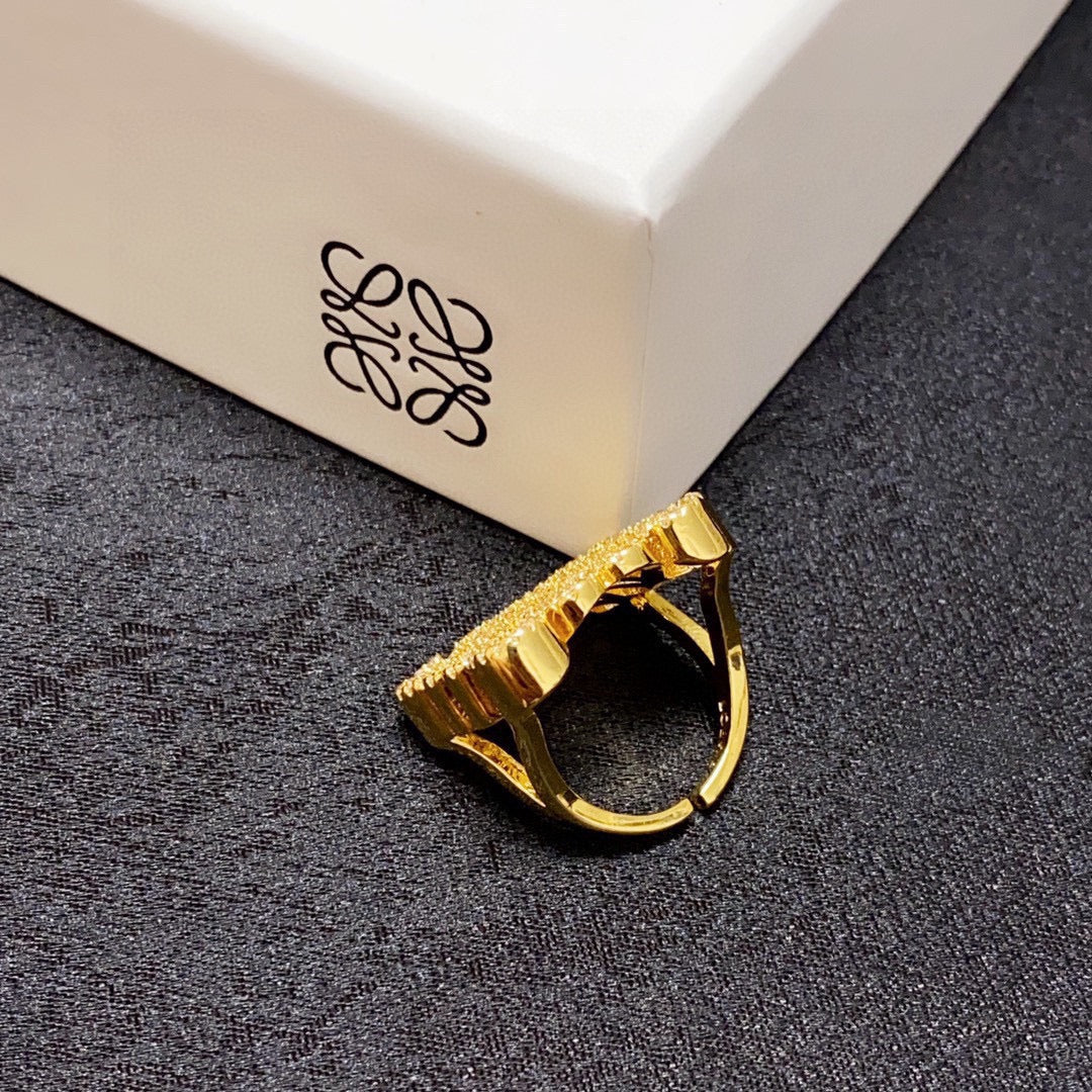 LOEWE Anagram Crystals 18K Gold Ring