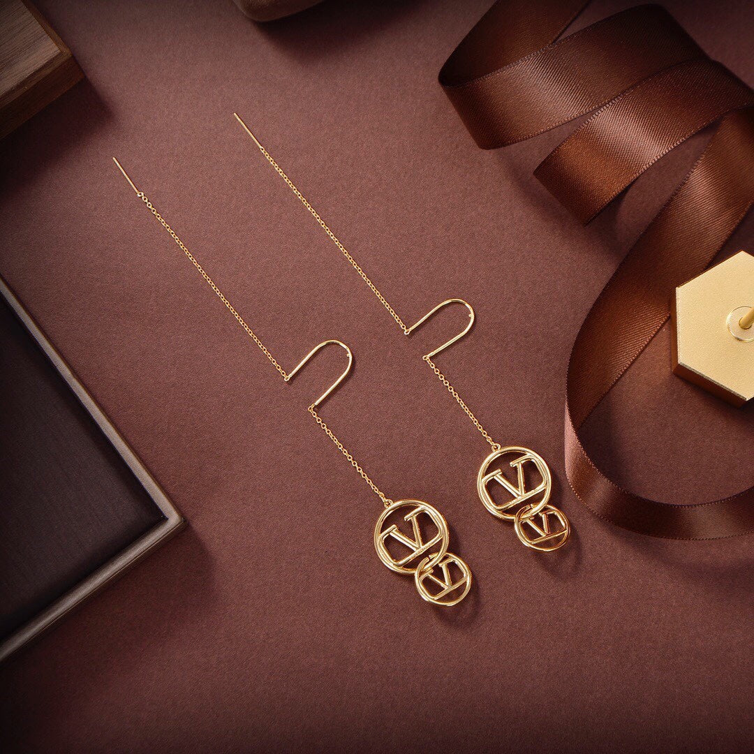 Valentino Long 18K Gold Earrings