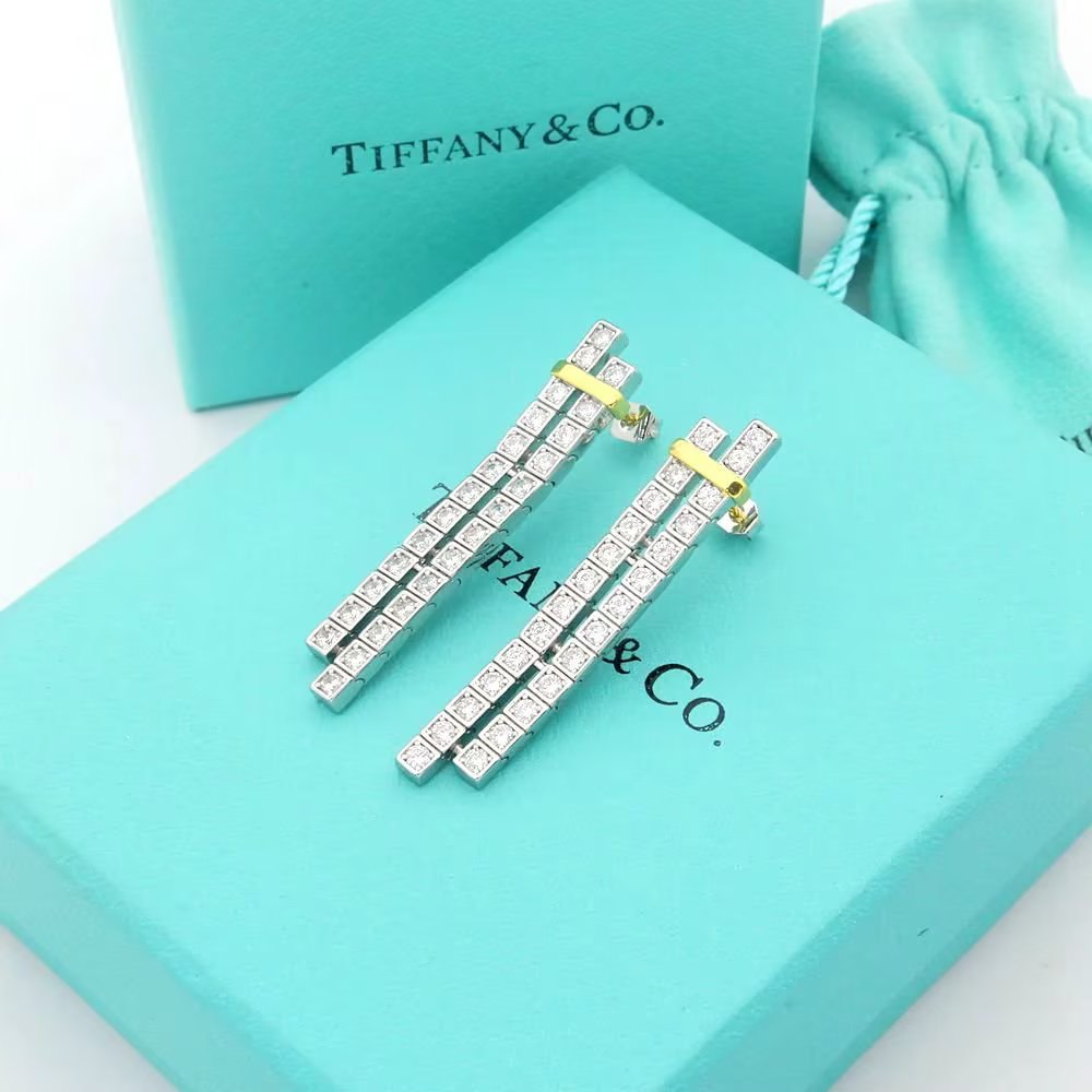 Tiffany Edge Drop 18K Gold Earrings