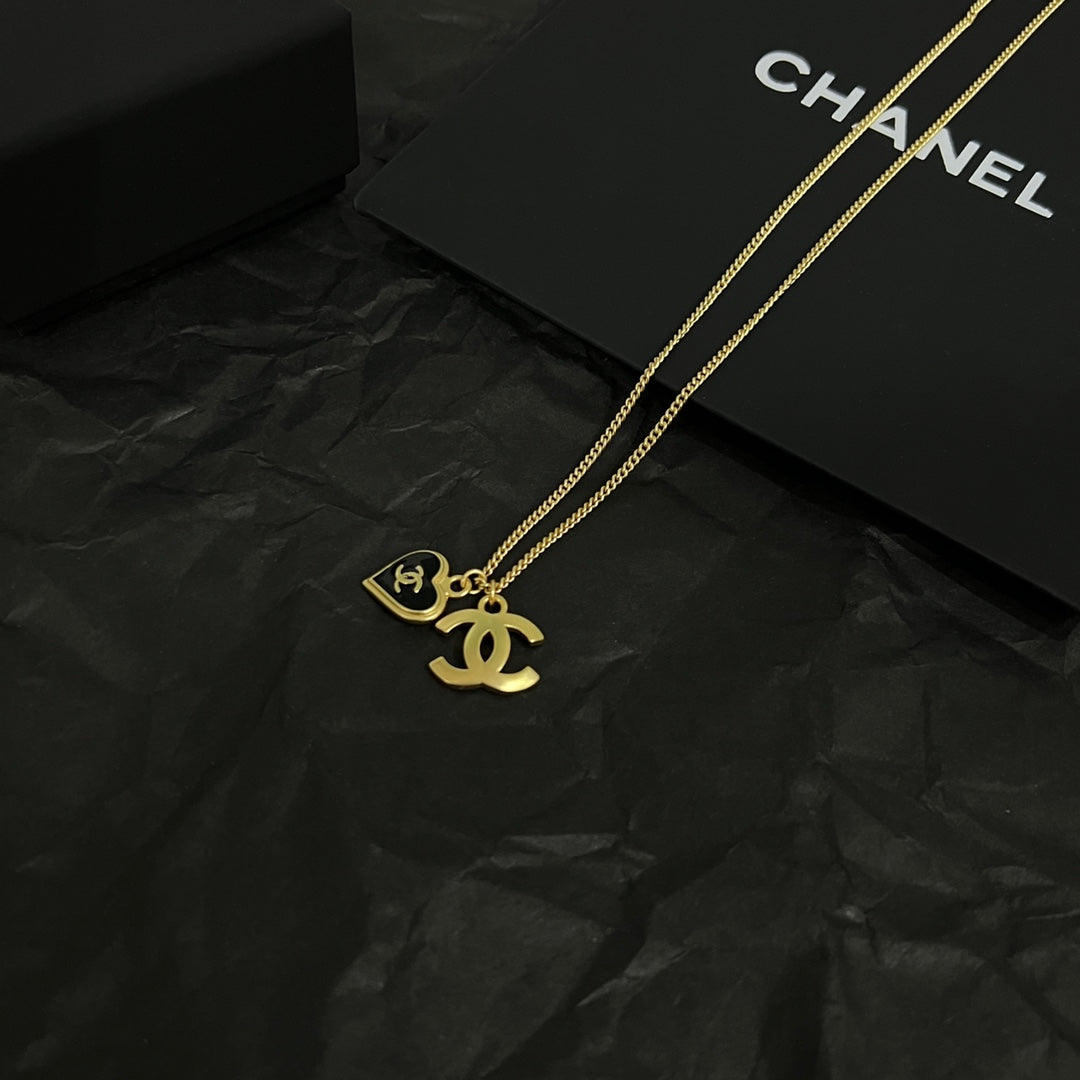 Chanel Black Heart 18K Gold Necklace