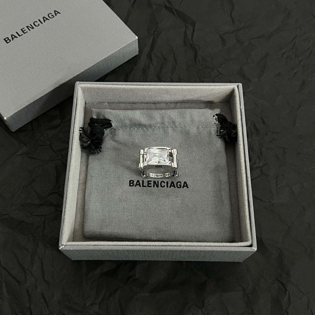 Balenciaga Crystal 18K Gold Ring
