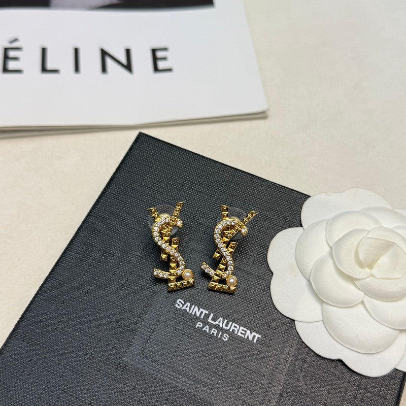 YSL Gold Diamond 18K Gold Earrings
