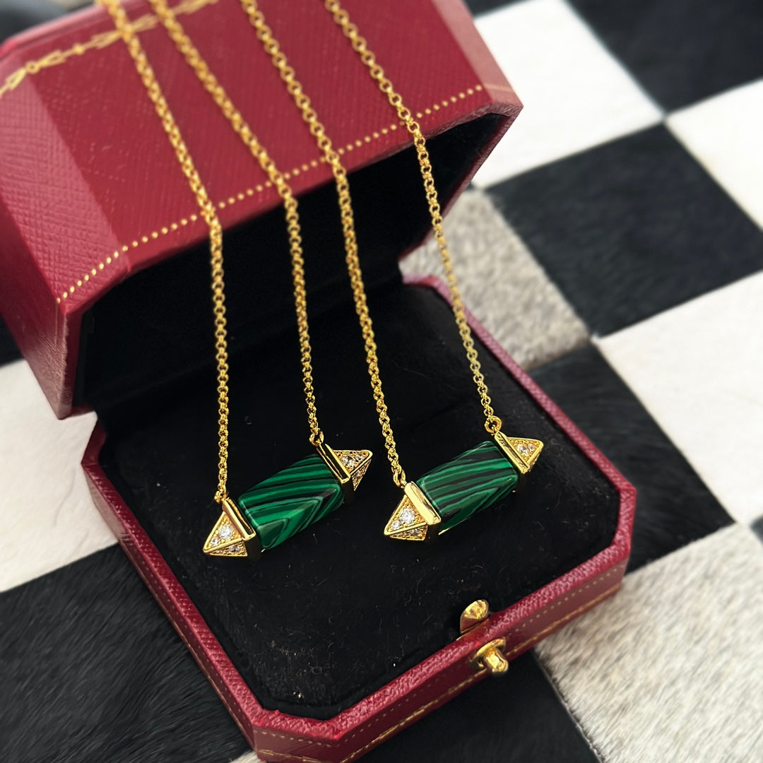 Les Berlingots De Malachite 18K Gold Necklace