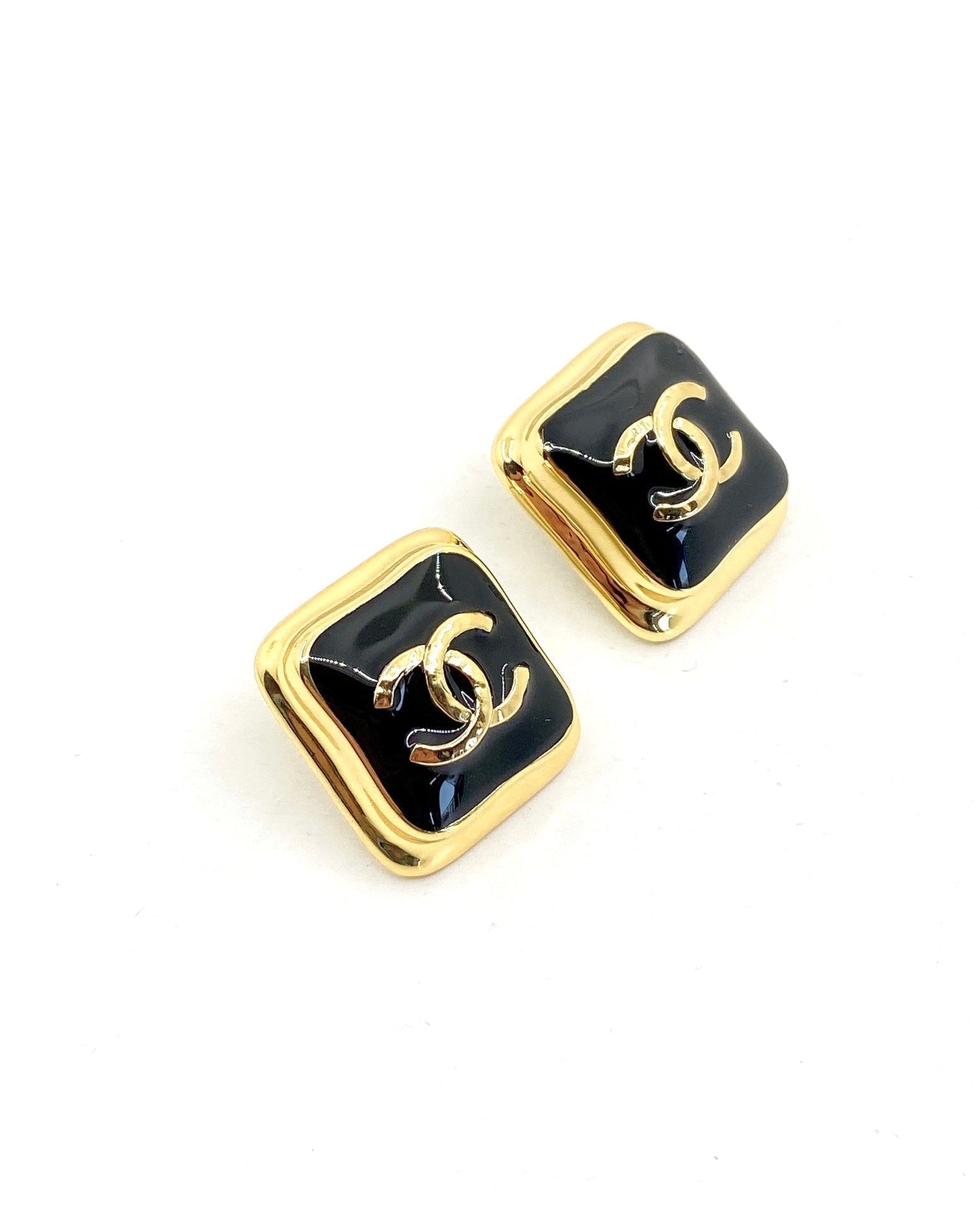 Chanel Square 18K Gold Earrings