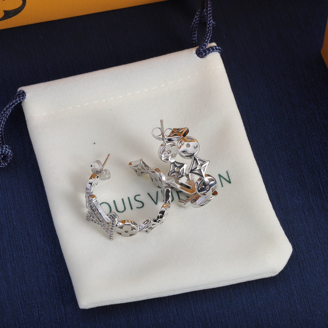 Louis Vuitton Script Diamonds 18K Gold Earrings