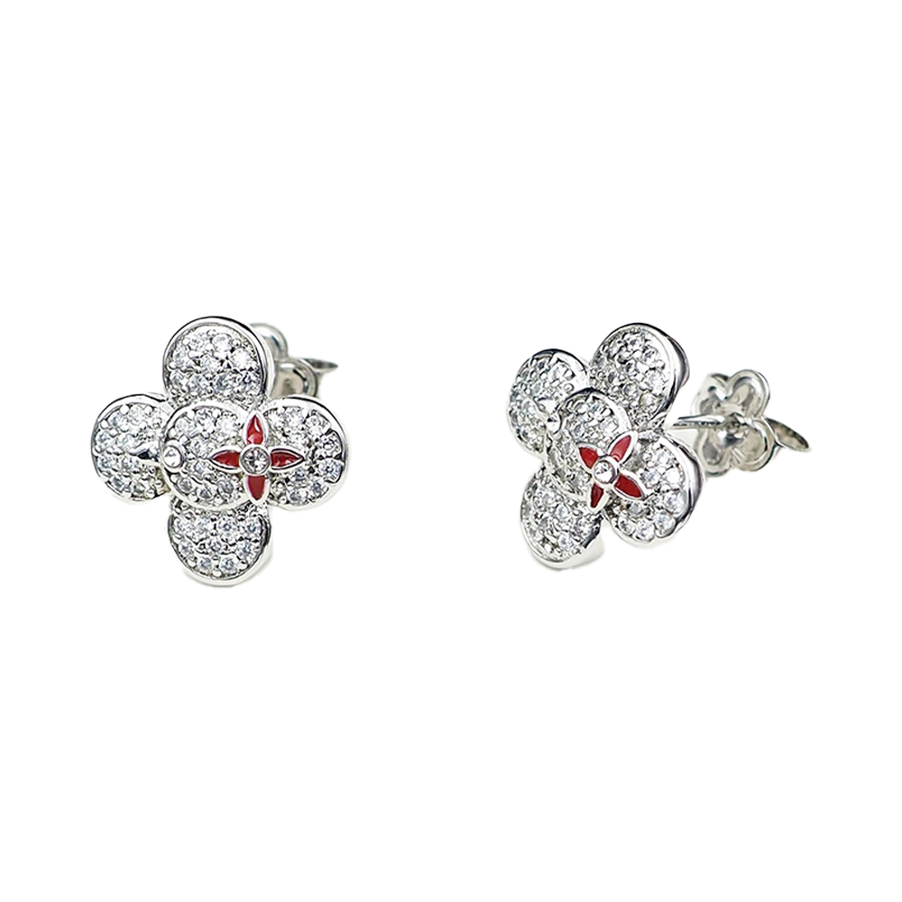 Louis Vuitton Vivienne Diamond 18K Gold Earrings