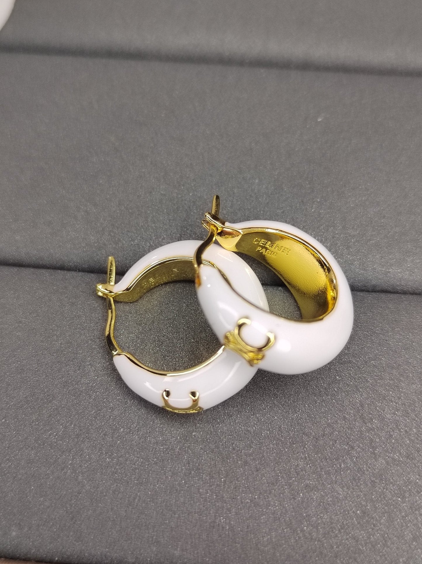 Celine White Pearl 18K Gold Earrings