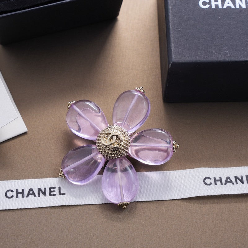 Chanel Pink & Purple 18K Gold Brooch