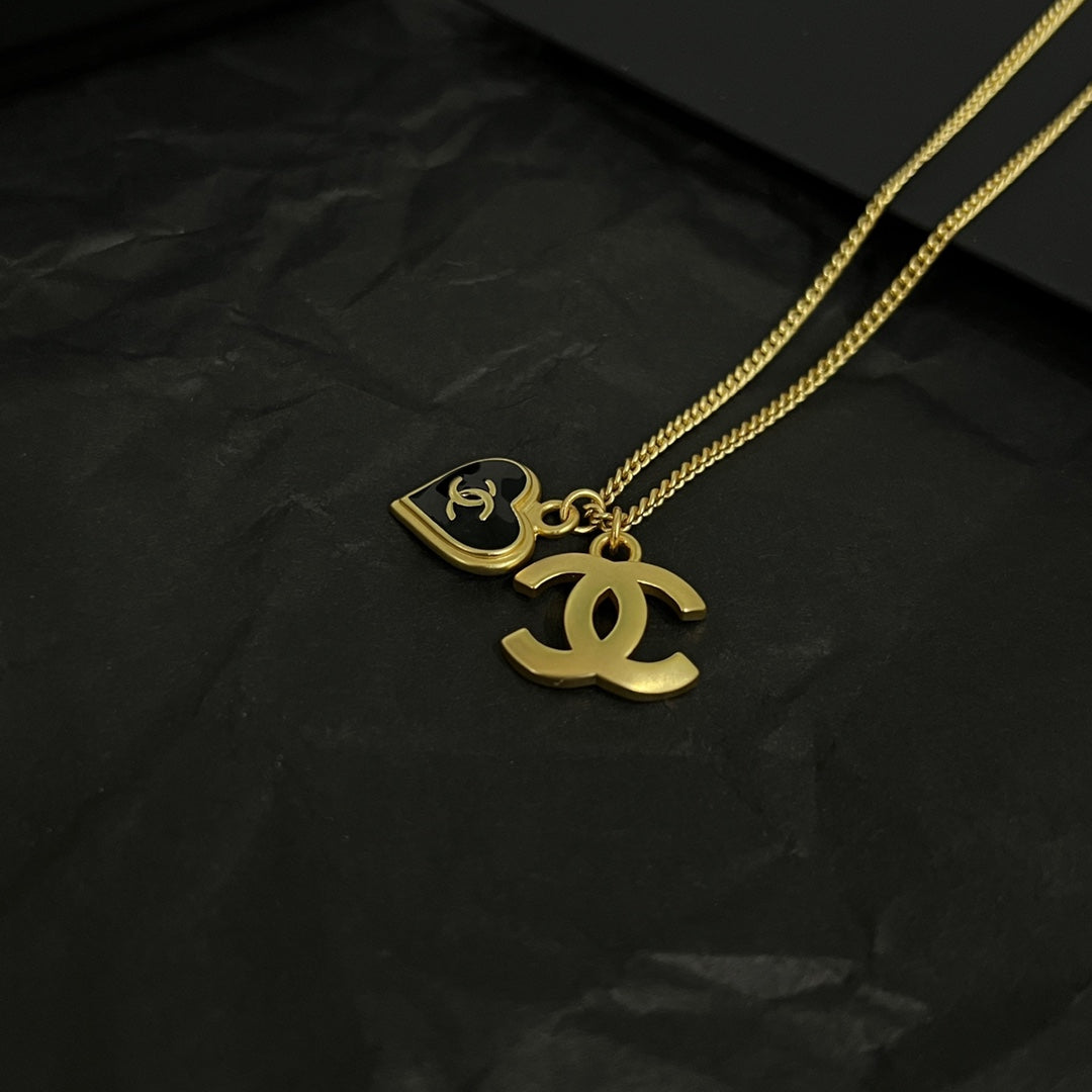 Chanel Black Heart 18K Gold Necklace