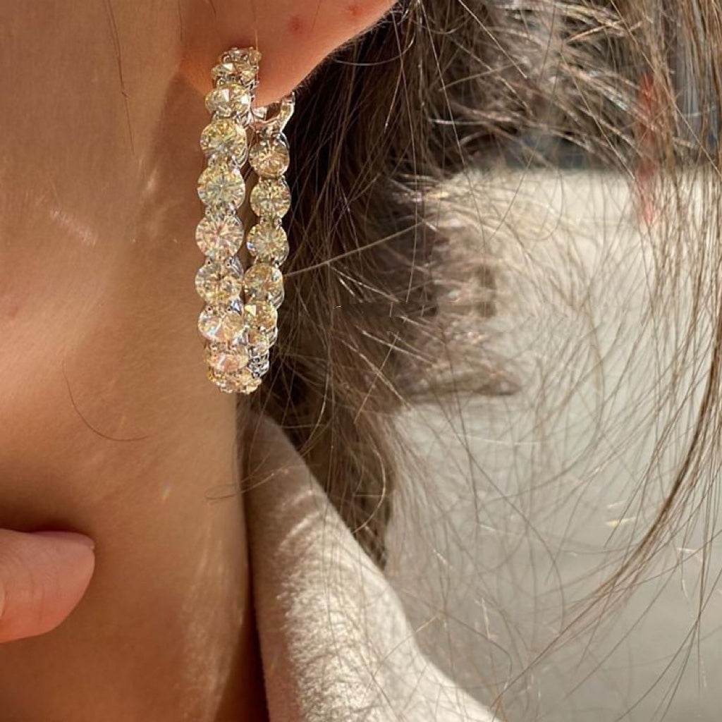Tiffany Hoop Diamonds 18K Gold Earrings