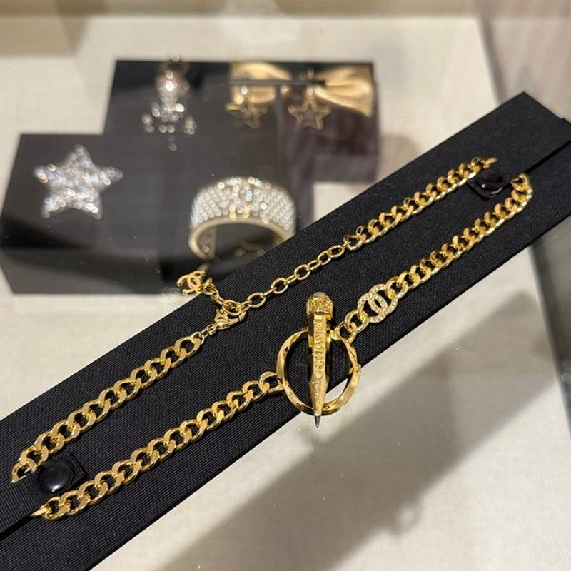 Chanel 25K Pen Choker 18K Gold Necklace